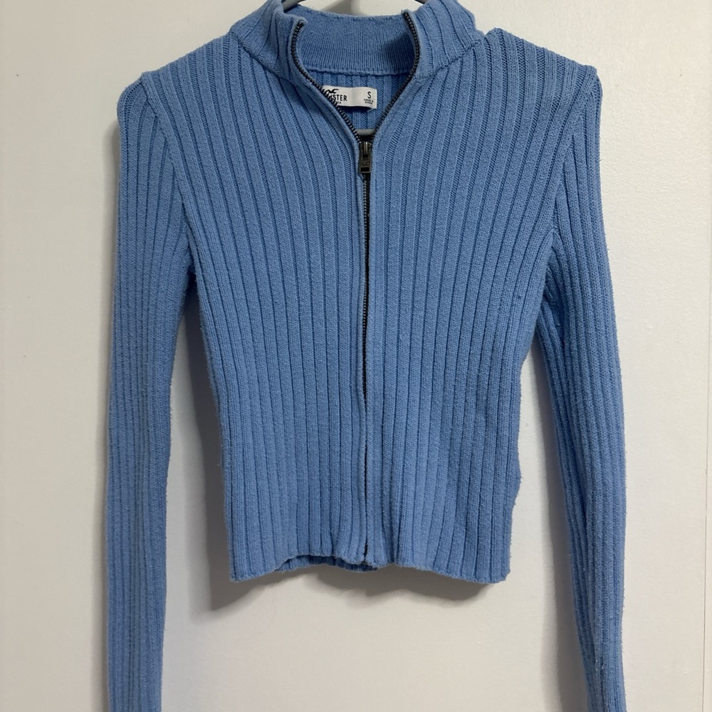 Hollister Light Blue Ribbed Cardigan
